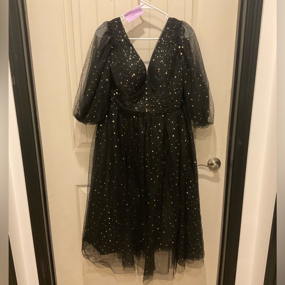 16w Black tulle dress - Picture 1 of 4